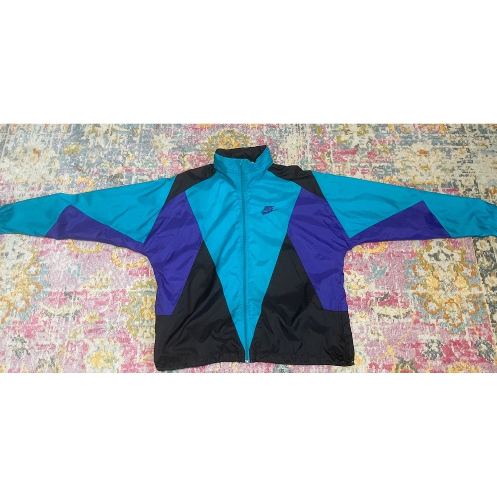 VINTAGE 1980'S NIKE COLOR BLOCK HOODED WINDBREAKER JACKET MEN'S SIZE XL - Picture 13 of 14